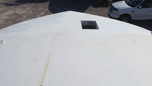 Rebuilt and painted foredeck on the 53-foot Blackwell after restoration